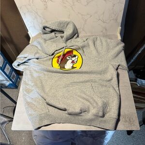 Buc-ee's Logo Graphic Pullover Hoodie Unisex Regular Fit Medium Light Gray